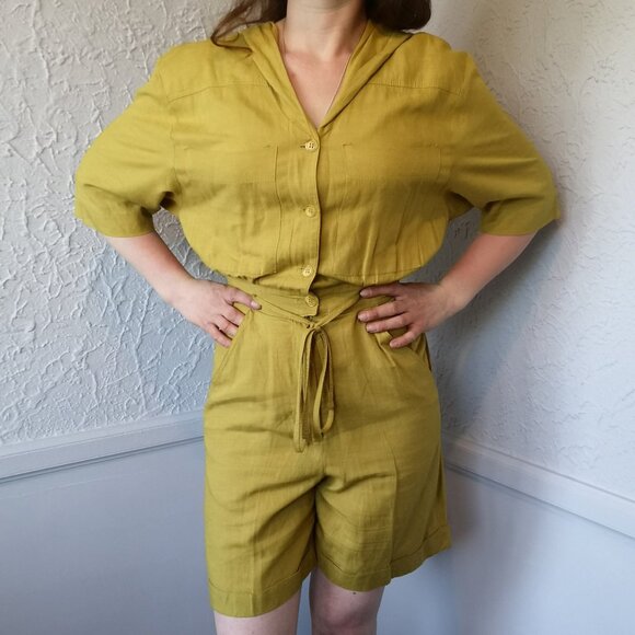 Vintage Green Romper with Hood - Picture 2 of 7